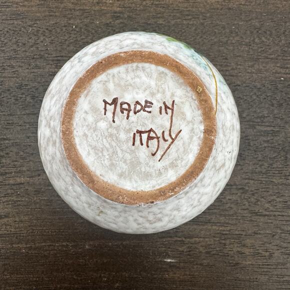 Italian Ceramic Sugar Bowl & Lid Hand Painted Signed Italy Floral Trinket Box 3" - Picture 14 of 16